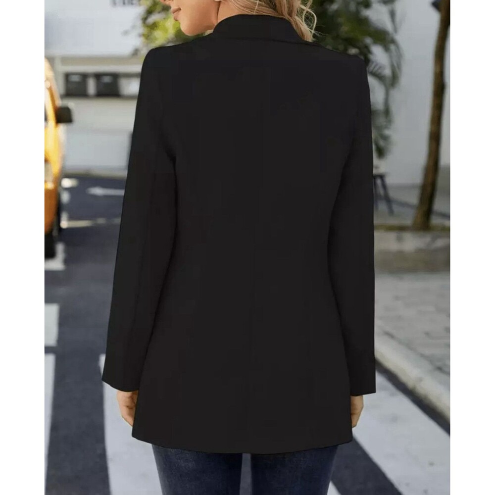 NWT Dazosue Open Front BLACK Career Blazer  Slim Suit Jacket Pockets  XL - Picture 3 of 12